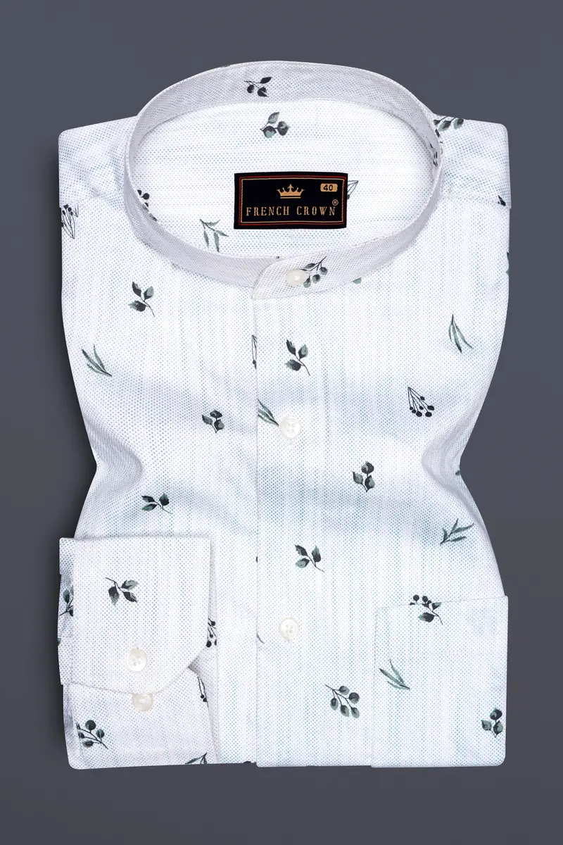 Zaffelle-Selago Blue Printed Subtle Sheen Super Soft Premium Cotton Casual Shirt 4