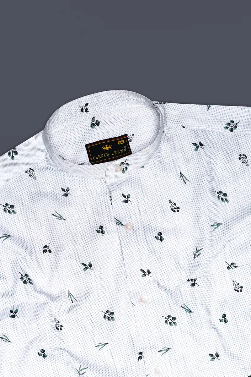 Zaffelle-Selago Blue Printed Subtle Sheen Super Soft Premium Cotton Casual Shirt 5