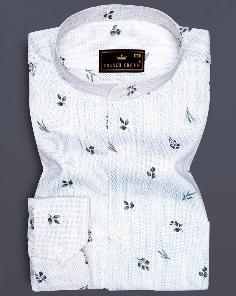 Zaffelle-Selago Blue Printed Subtle Sheen Super Soft Premium Cotton Casual Shirt 6