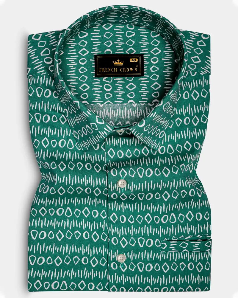 Zelvyn-Surfie Green Printed Super Soft Premium Cotton Casual Designer Shirt 1