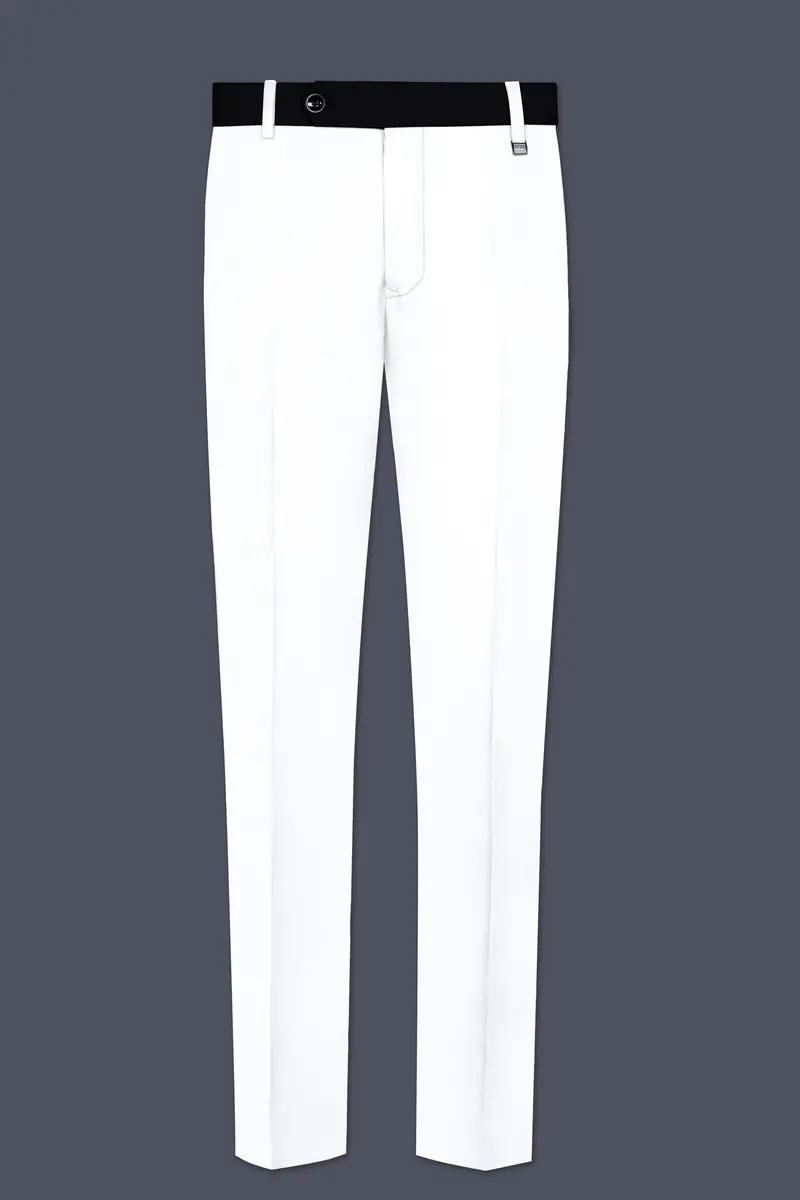 Zenith-Bright White Stretchable Subtle Sheen With Black Border Patterned Designer Suit 12