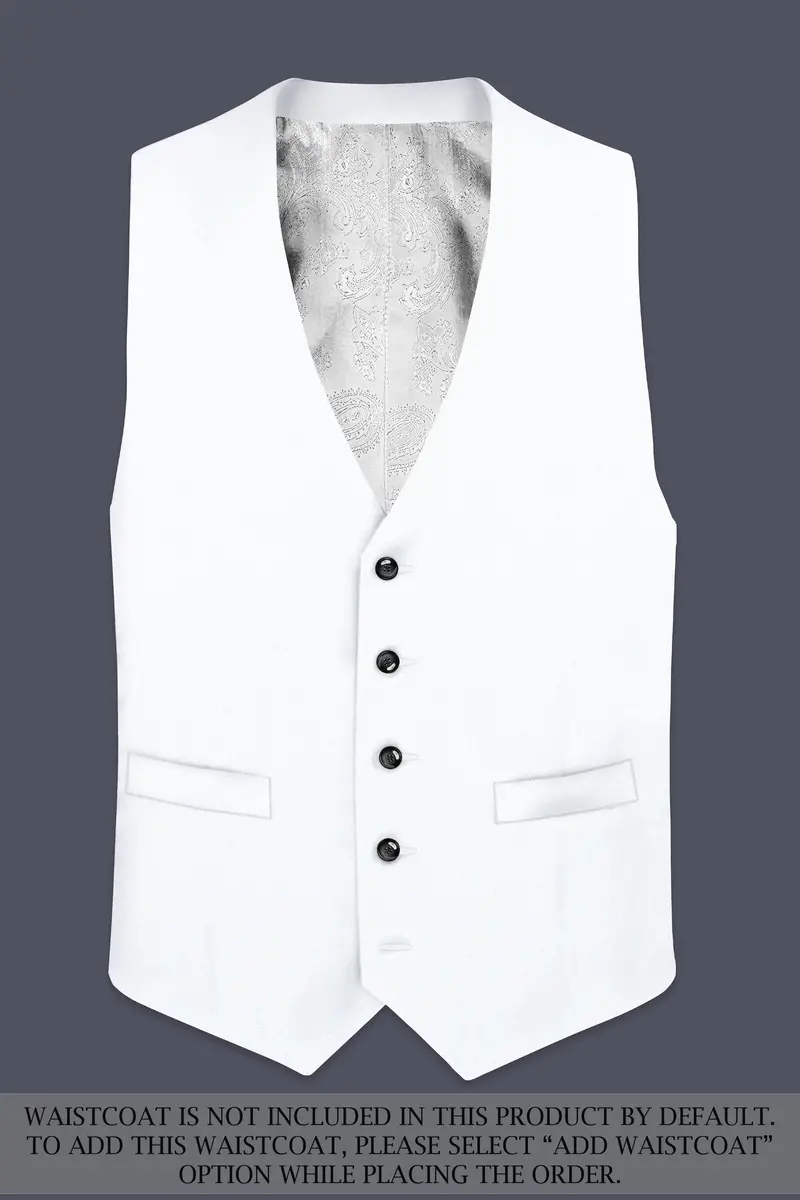 Zenith-Bright White Stretchable Subtle Sheen With Black Border Patterned Designer Suit 15