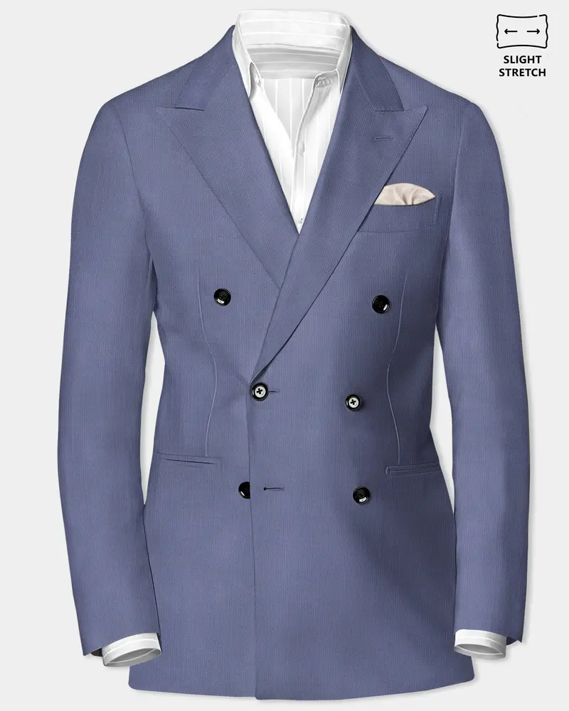 Zenith-Comet Gray Solid Wool Rich Double Breasted Slight Stretch Blazer 1