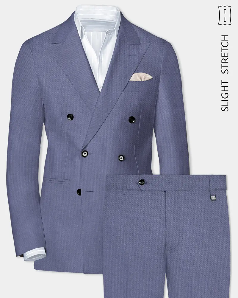 Zenith-Comet Gray Solid Wool Rich Double Breasted Slight Stretch Suit 1