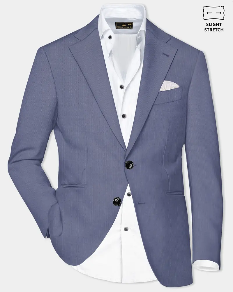 Zenith-Comet Gray Solid Wool Rich Single Breasted Slight Stretch Blazer 1
