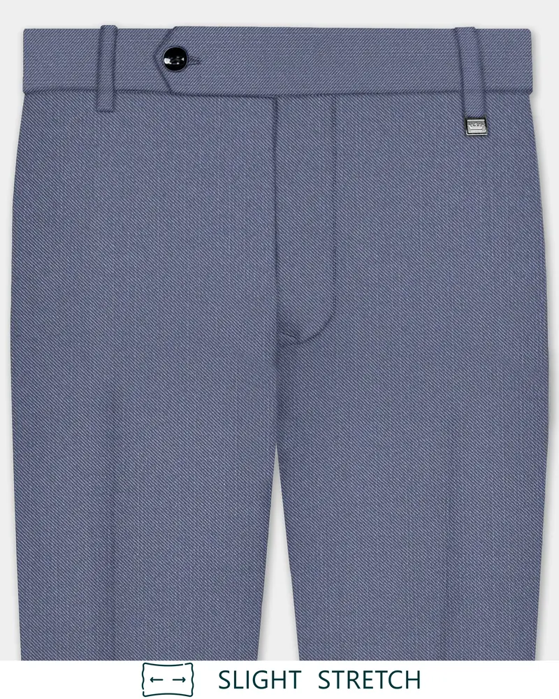 Zenith-Comet Gray Solid Wool Rich Slight Stretch Waistband Pant 1