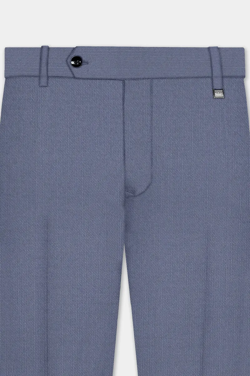 Zenith-Comet Gray Solid Wool Rich Slight Stretch Waistband Pant 4