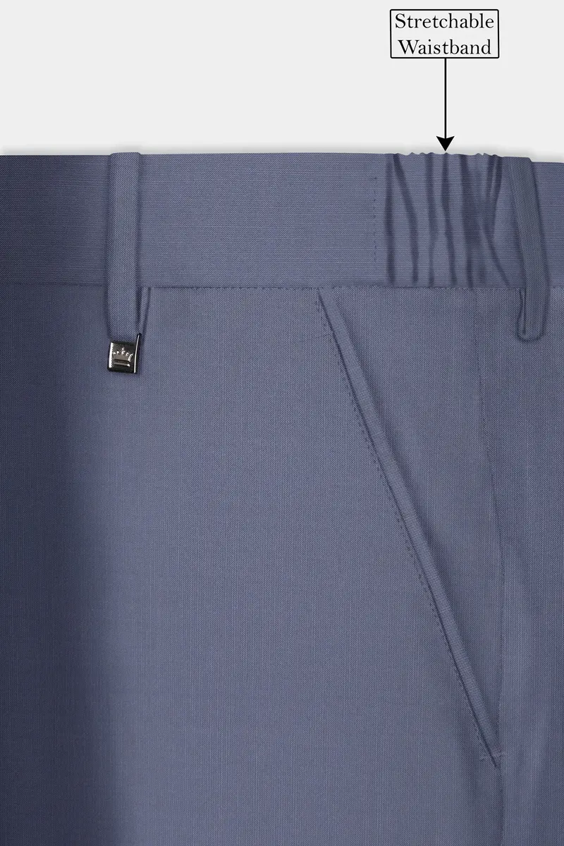 Zenith-Comet Gray Solid Wool Rich Slight Stretch Waistband Pant 6