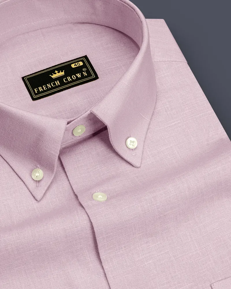 Zenith-Maverick Pink Luxurious Linen Button Down Dress Shirt 1