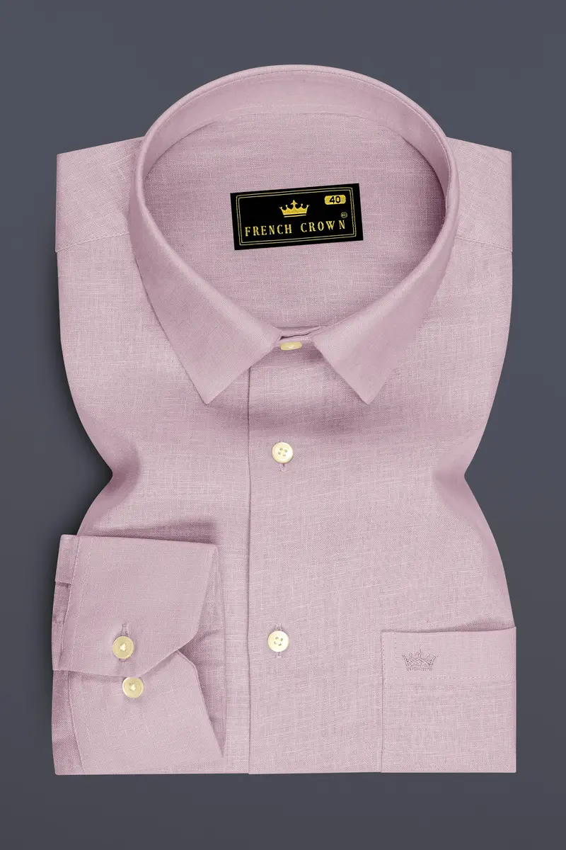 Zenith-Maverick Pink Luxurious Linen Dress Shirt 4