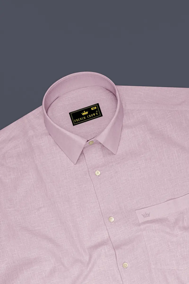 Zenith-Maverick Pink Luxurious Linen Dress Shirt 5