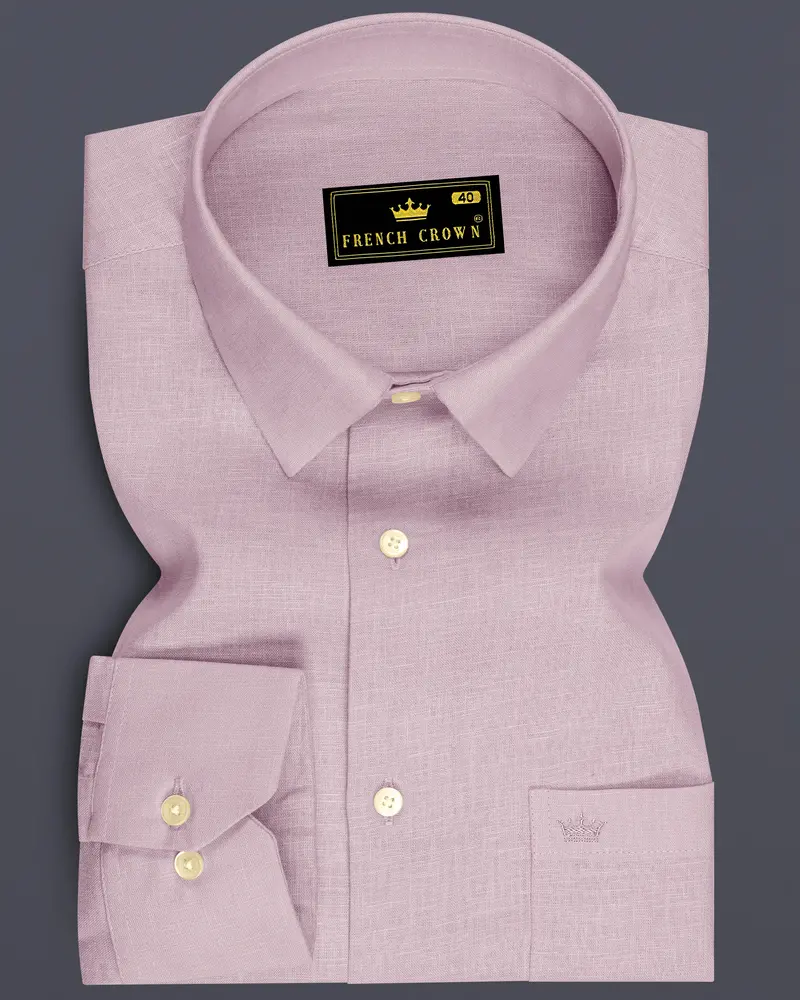 Zenith-Maverick Pink Luxurious Linen Dress Shirt 6