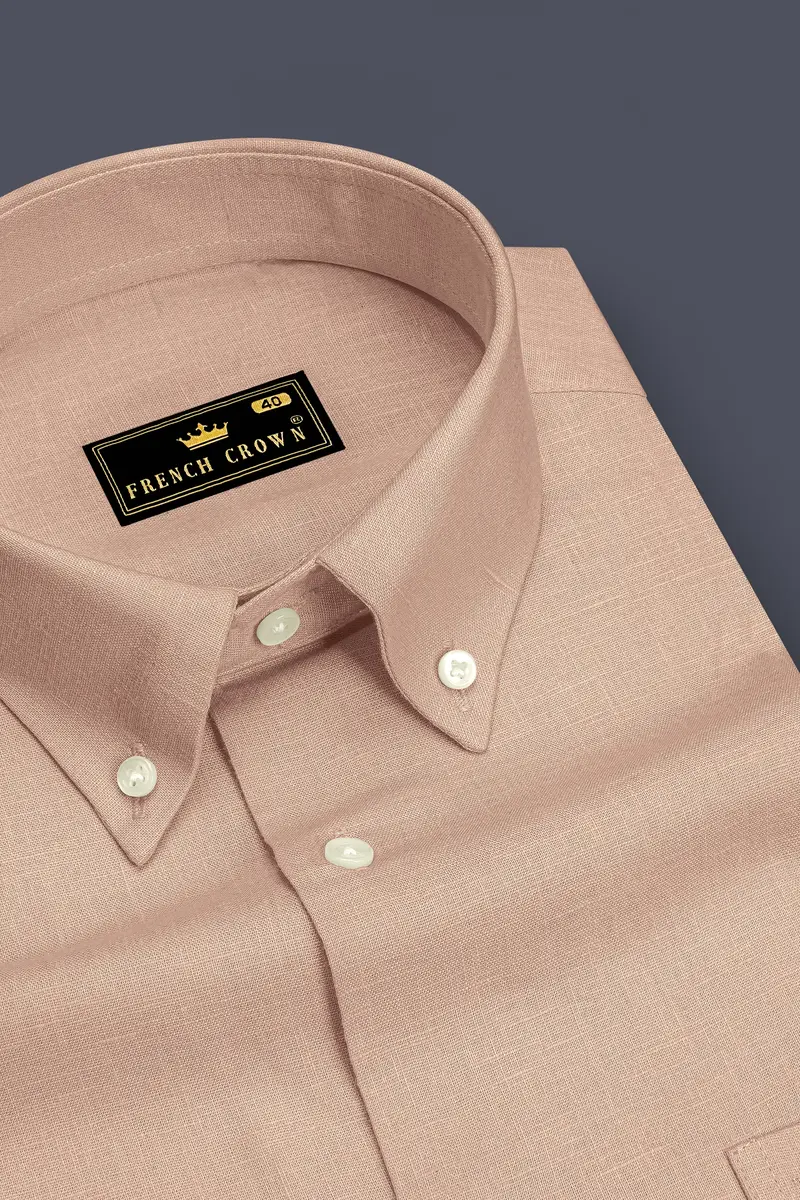 Zenith-Rodeo Brown Luxurious Linen Button Down Dress Shirt 2