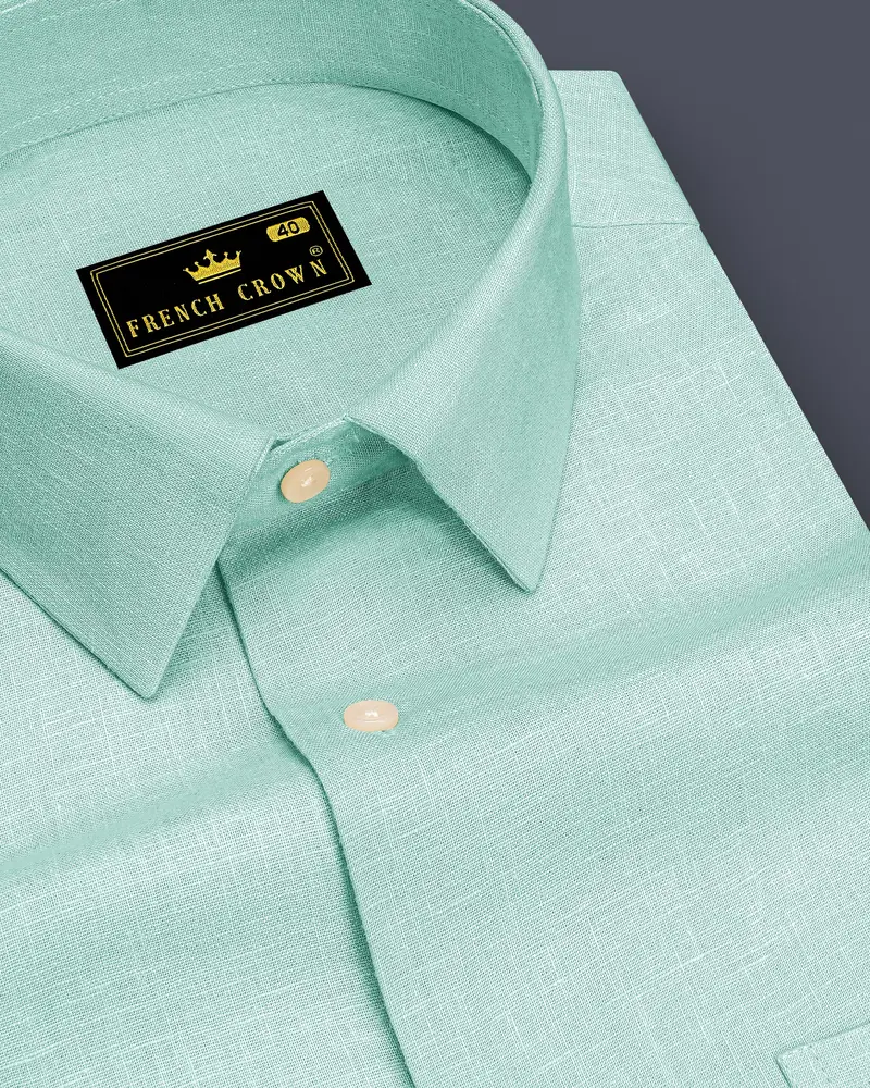 Zenith-Skeptic Blue Luxurious Linen Dress Shirt 1