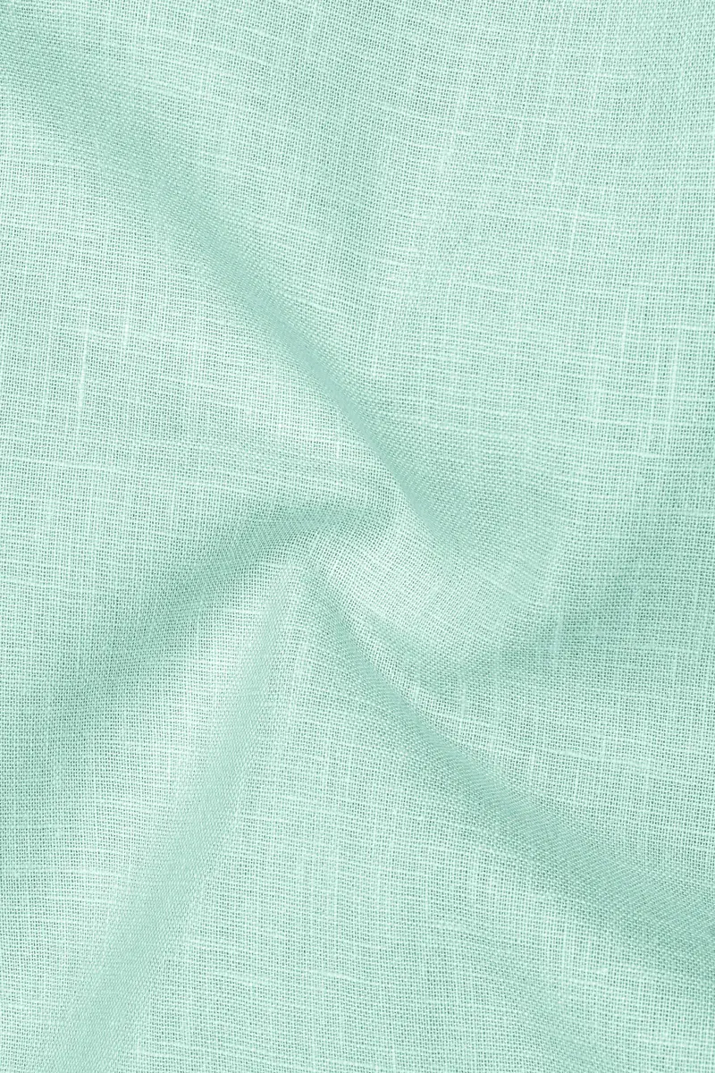 Zenith-Skeptic Blue Luxurious Linen Mandarin Dress Shirt 3