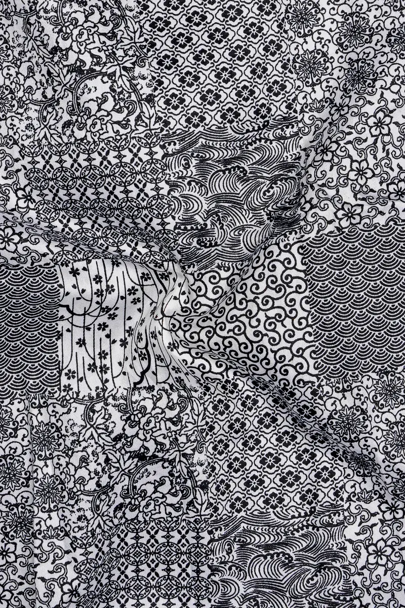 Zenshade-Jade Black And Bright White Printed Subtle Sheen Super Soft Premium Cotton Casual Shirt 3