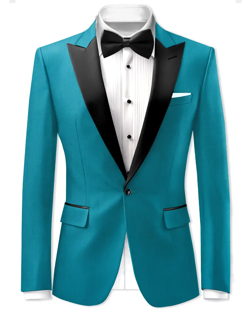 Zephir-Surfie Green Wool Rich Peak Lapel Tuxedo Slight Stretch Blazer 1