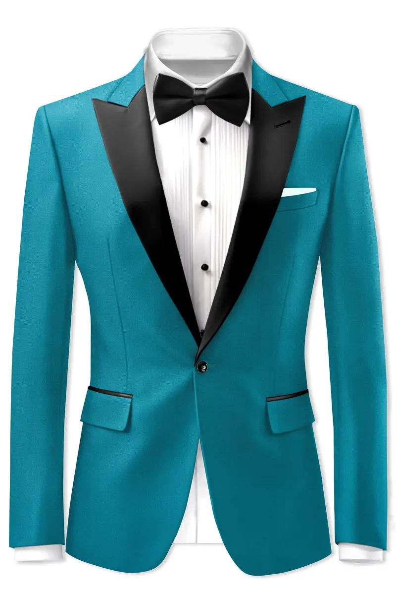 Zephir-Surfie Green Wool Rich Peak Lapel Tuxedo Slight Stretch Blazer 2