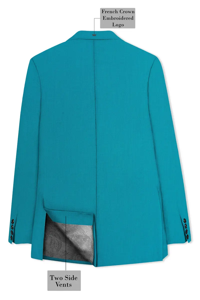 Zephir-Surfie Green Wool Rich Peak Lapel Tuxedo Slight Stretch Blazer 8