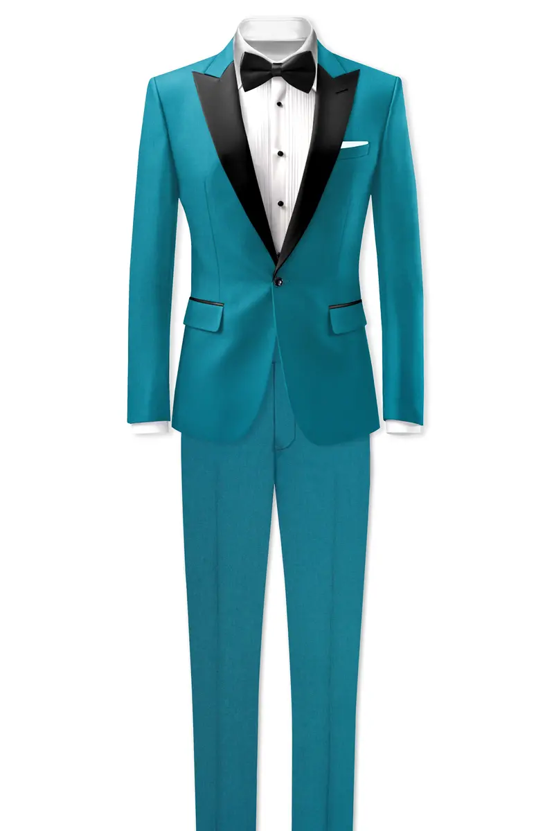 Zephir-Surfie Green Wool Rich Peak Lapel Tuxedo Slight Stretch Blazer 9