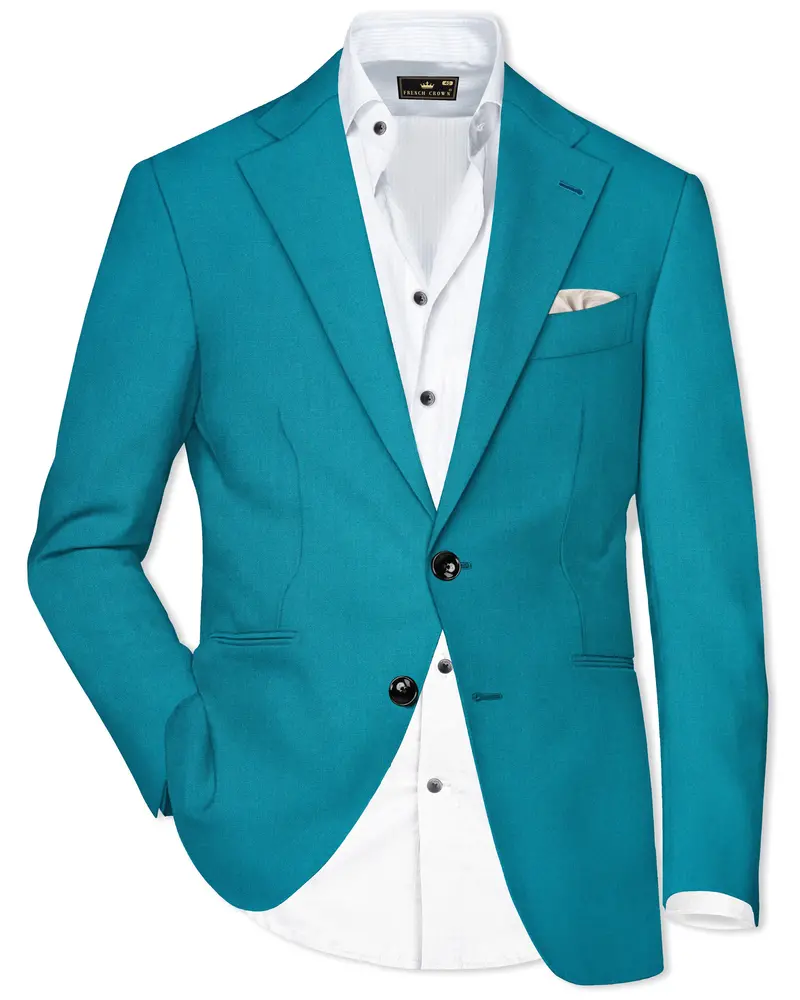 Zephir-Surfie Green Wool Rich Single Breasted Slight Stretch Blazer 1