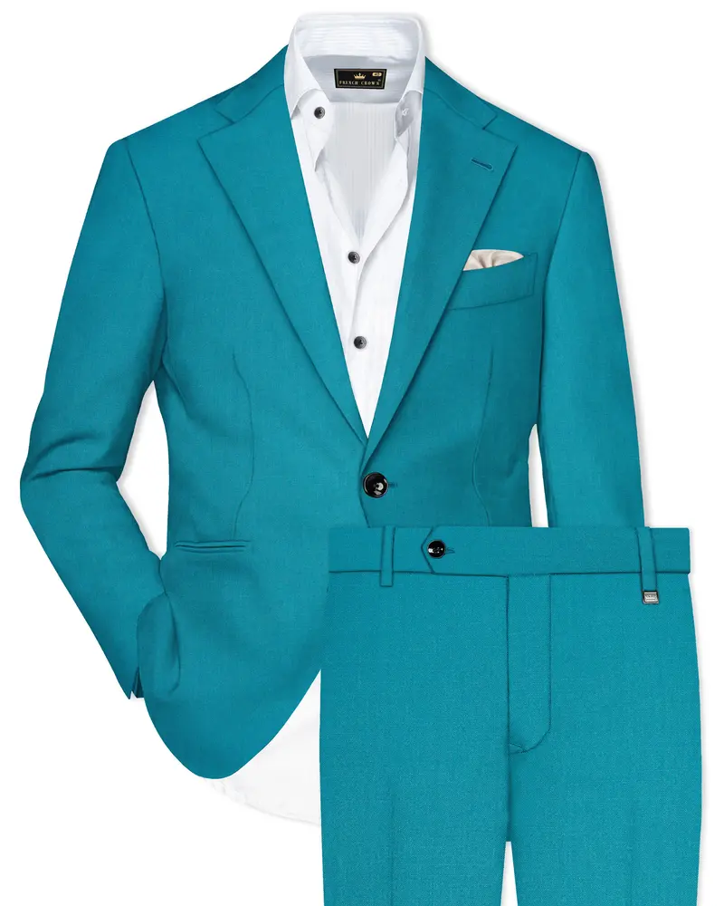 Zephir-Surfie Green Wool Rich Single Breasted Slight Stretch Suit 1