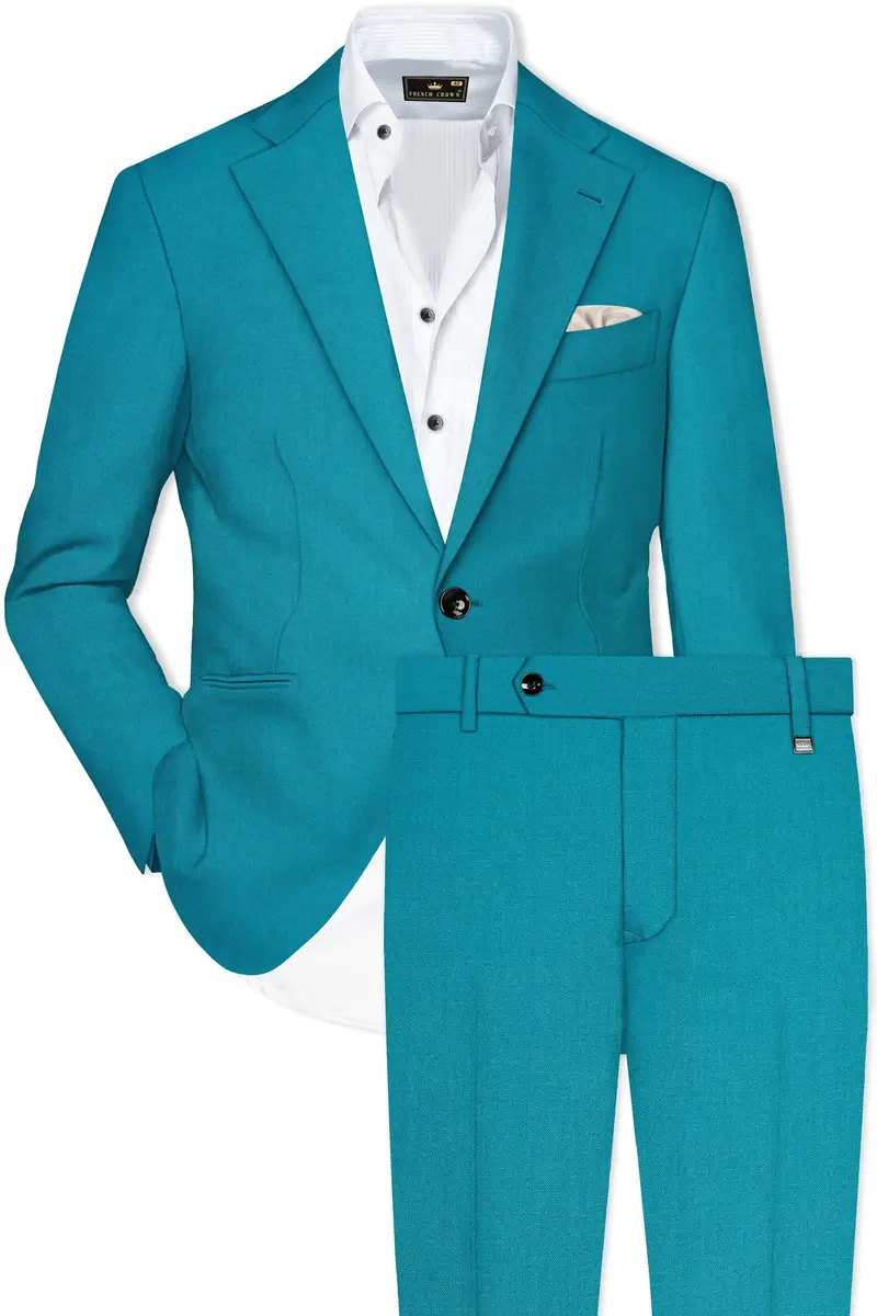 Zephir-Surfie Green Wool Rich Single Breasted Slight Stretch Suit 2
