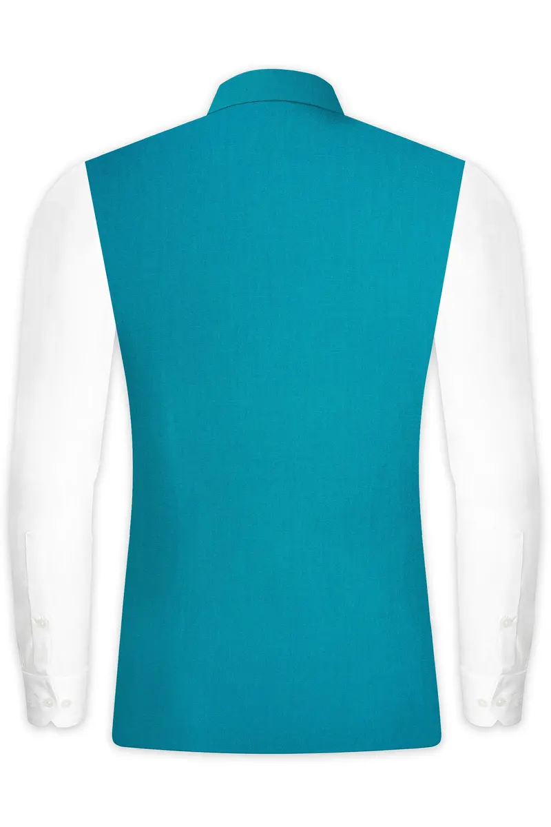 Zephir-Surfie Green Wool Rich Slight Stretch Nehru Jacket 4