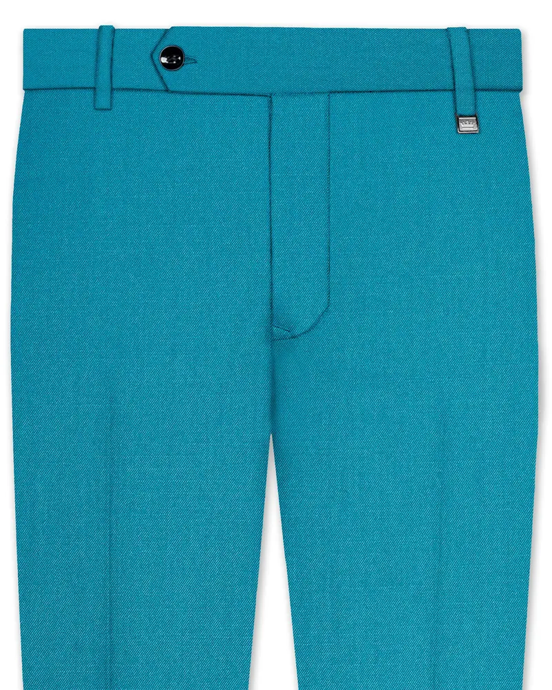 Zephir-Surfie Green Wool Rich Slight Stretch Waistband Pant 1