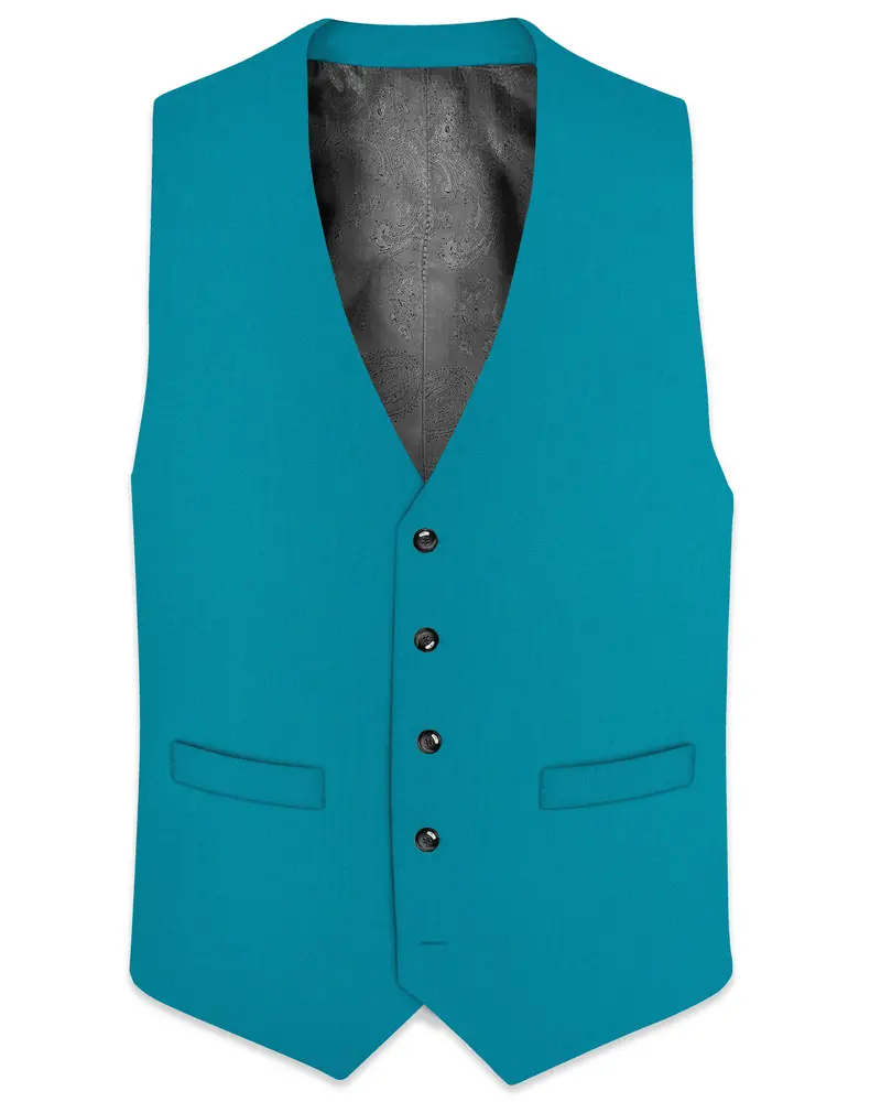Zephir-Surfie Green Wool Rich Slight Stretch Waistcoat 1