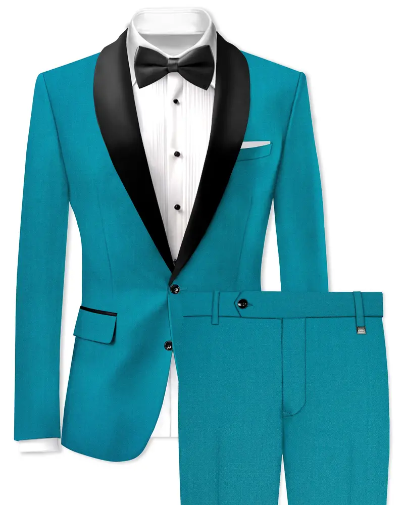Zephir-Surfie Green Wool Rich Tuxedo Slight Stretch Suit 1