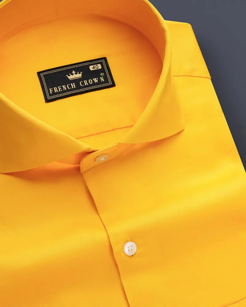 Zestine-Squash Orange Subtle Sheen Super Soft Premium Cotton Cut Away Collar Dress Shirt 1