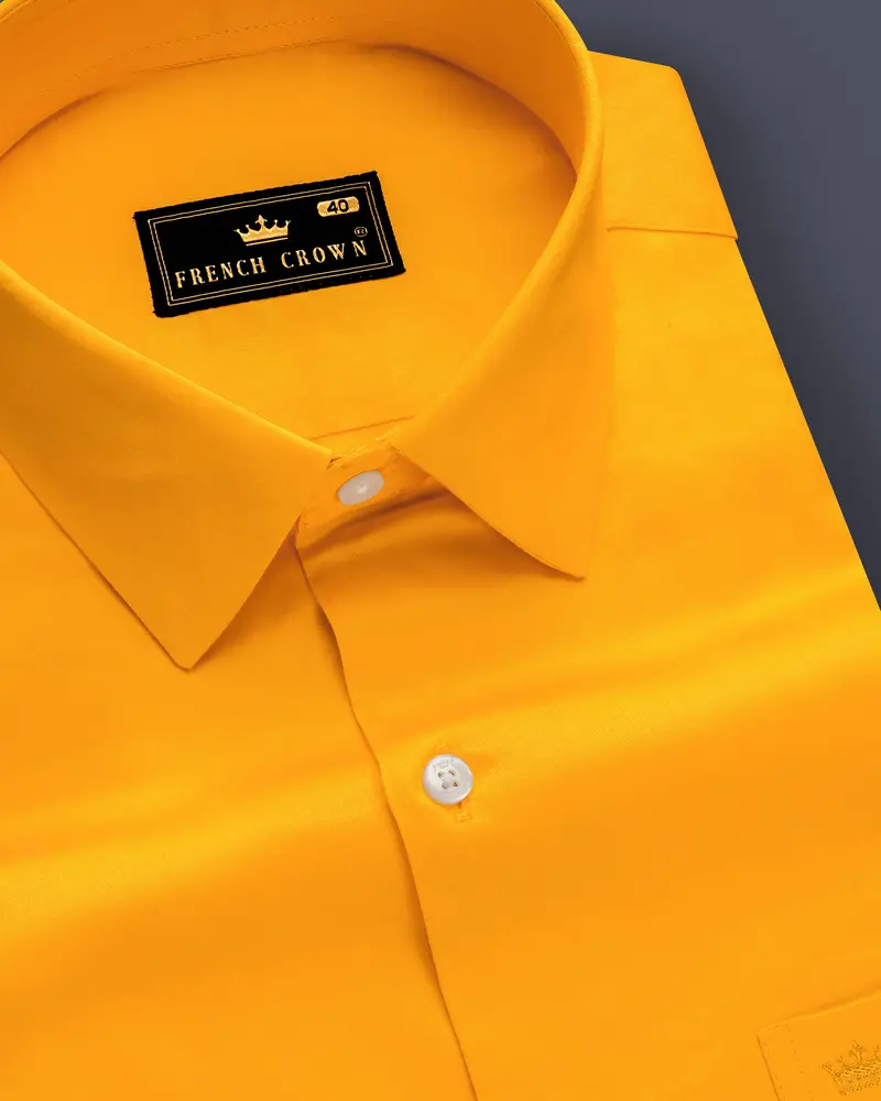 Zestine-Squash Orange Subtle Sheen Super Soft Premium Cotton Dress Shirt 1