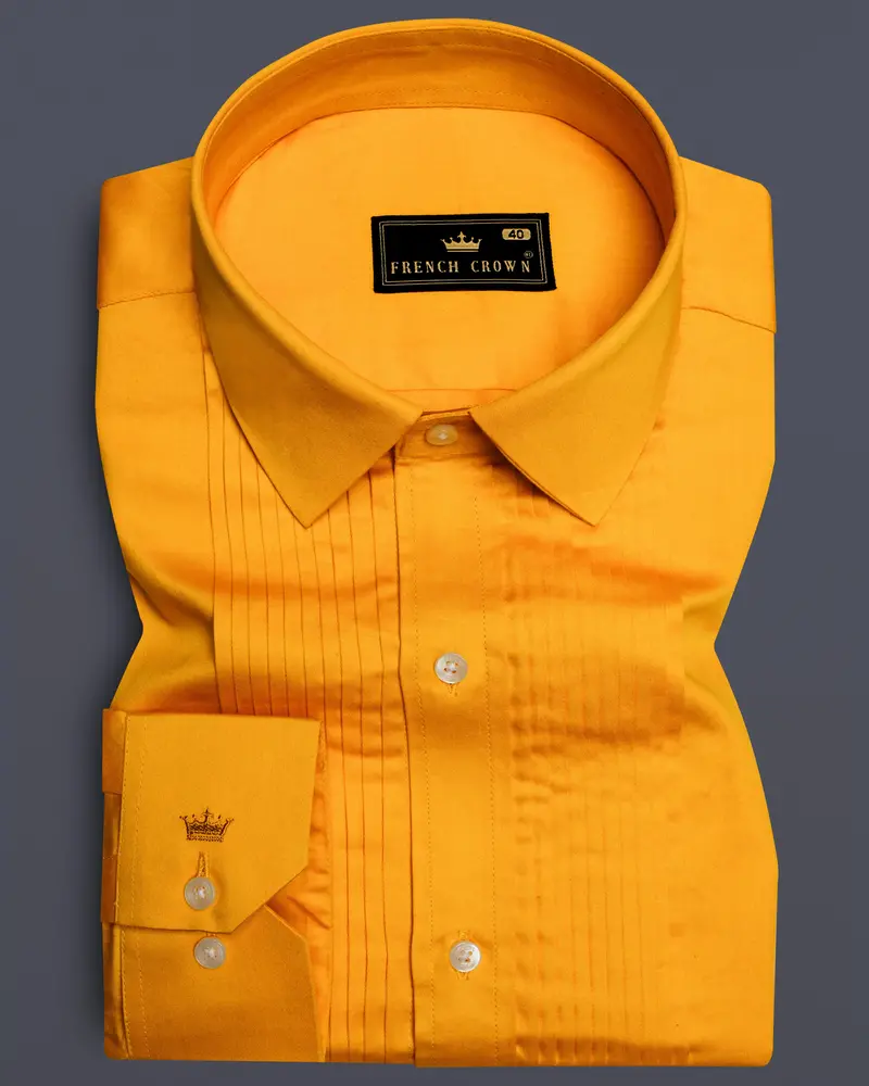 Zestine-Squash Orange Subtle Sheen Super Soft Premium Cotton Dress Tuxedo Shirt 1