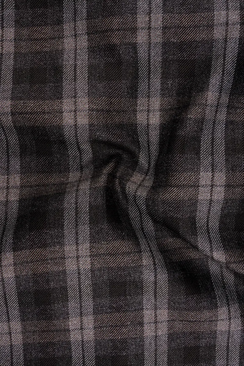 Zeus Black And Concord Gray Plaid Tweed Double Breasted Sports Blazer 3