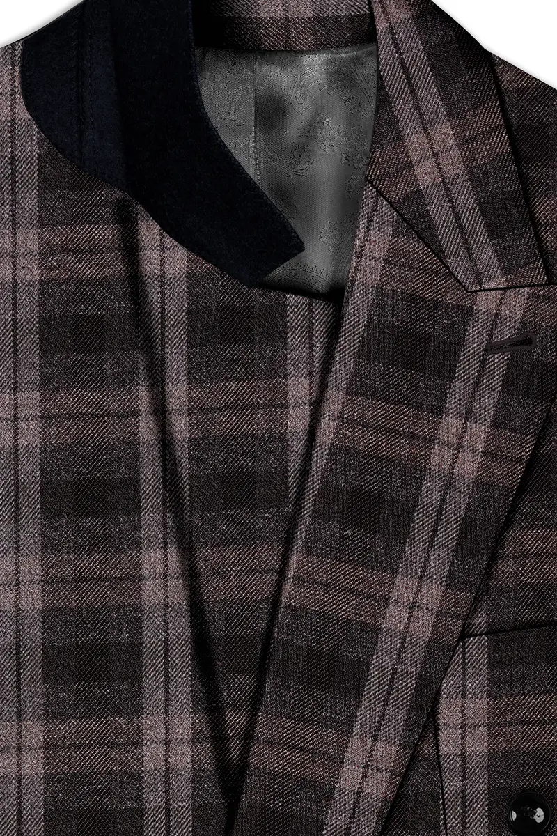 Zeus Black And Concord Gray Plaid Tweed Double Breasted Sports Blazer 4