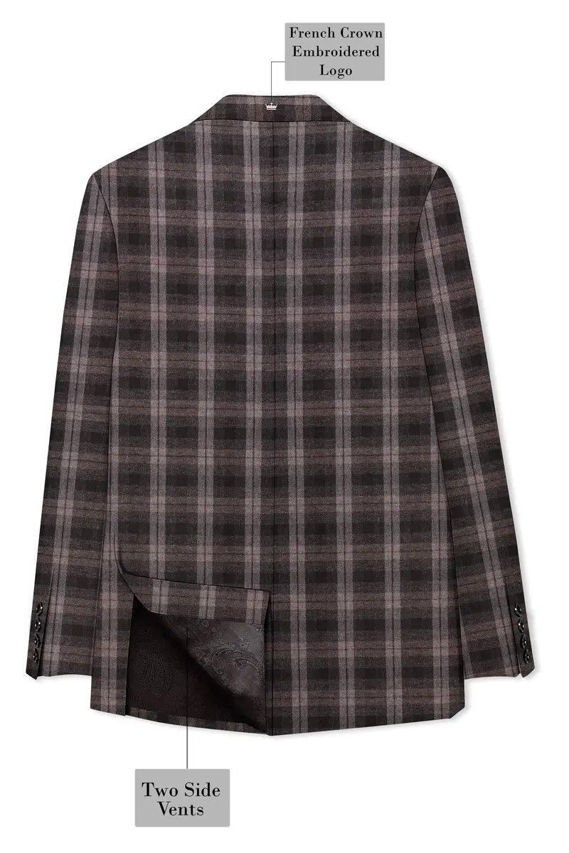 Zeus Black And Concord Gray Plaid Tweed Double Breasted Sports Blazer 8