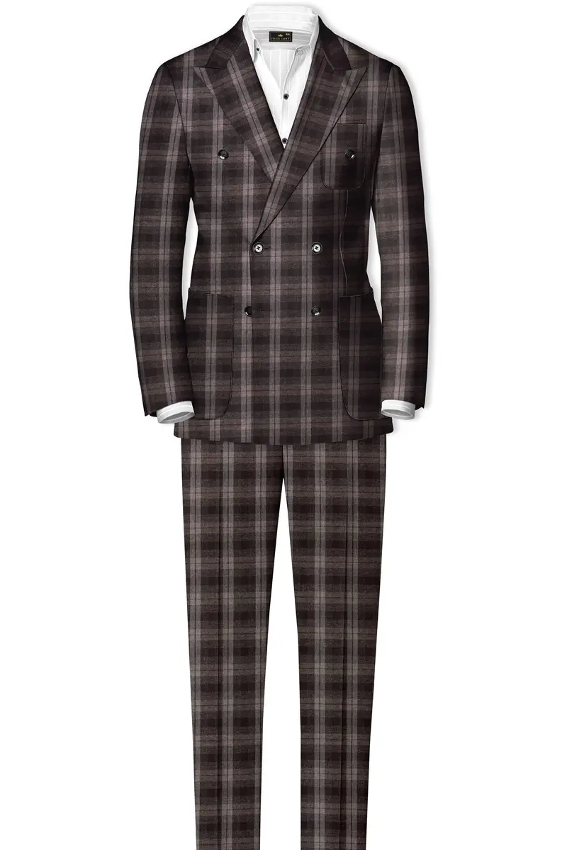 Zeus Black And Concord Gray Plaid Tweed Double Breasted Sports Blazer 9