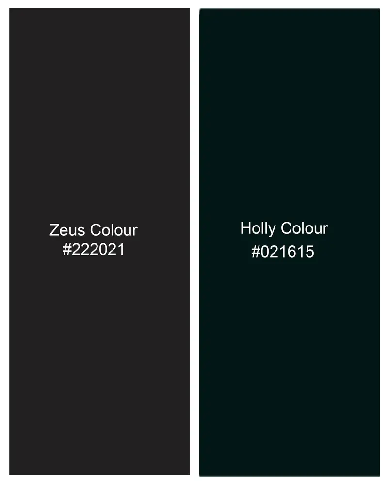 Zeus Black And Holly Dark Green Floral Printed Nehru Jacket 8