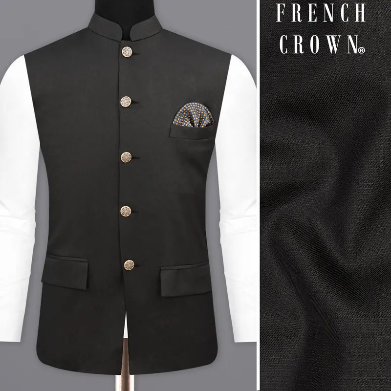 Zeus Black Bandhgala Designer Nehru Jacket 1
