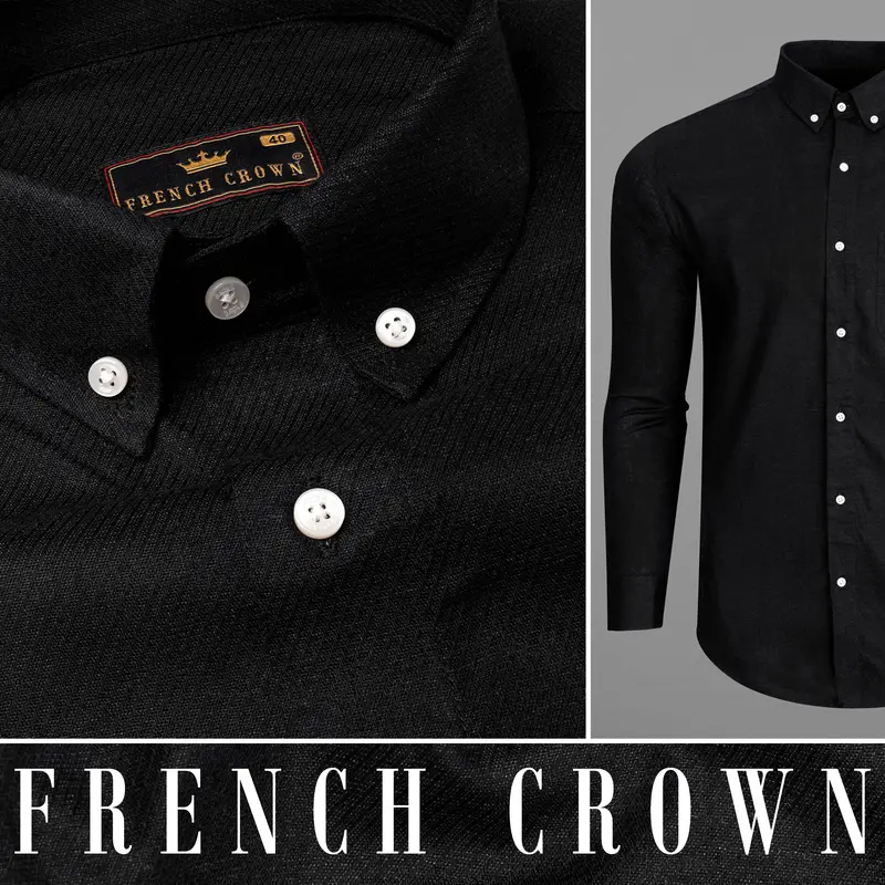 Zeus Black Heavyweight Luxurious Linen Shirt 1