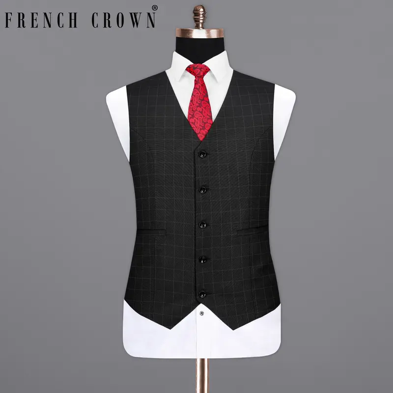 Zeus Black Plaid Waistcoat 1
