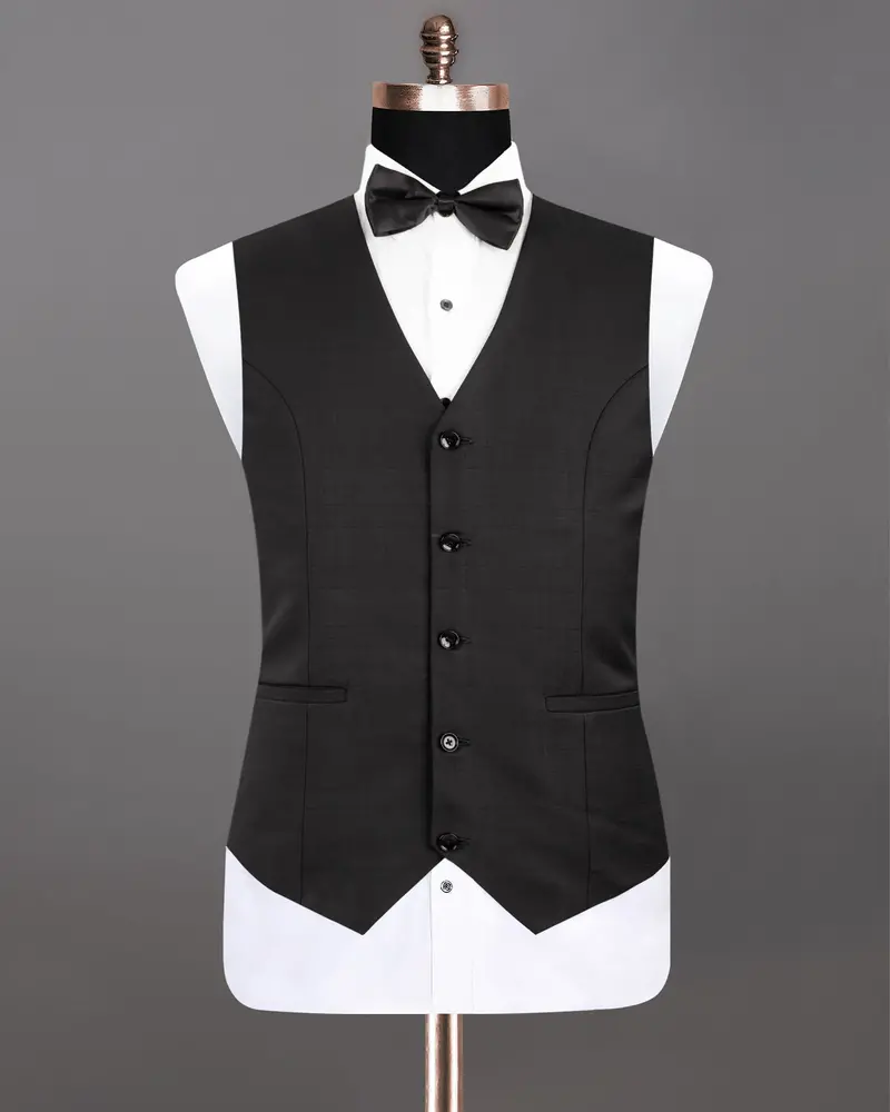 Zeus Black Subtle Plaid Woolrich Waistcoat 2