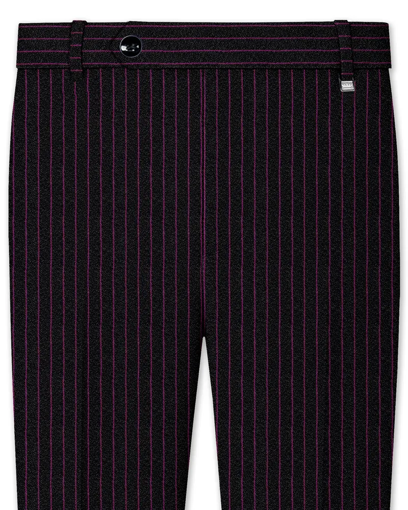 Zeus Black With Dark Mauve Pink Striped Pants 1