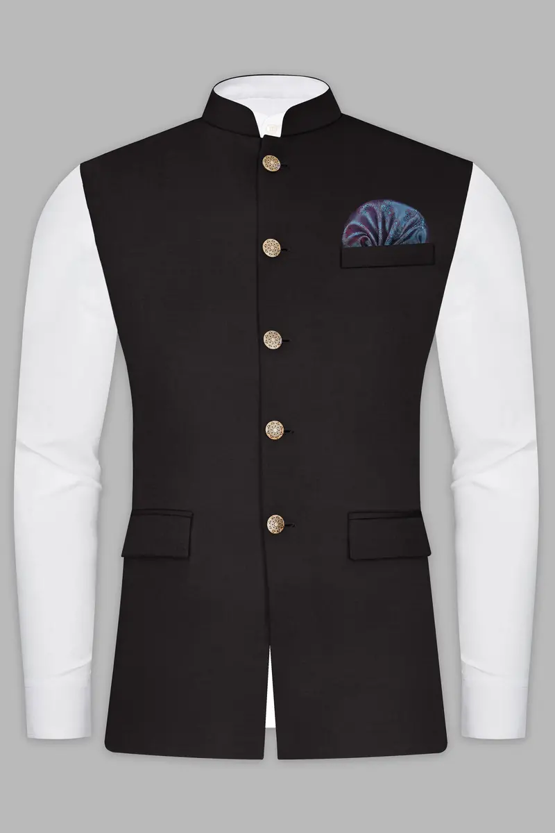 Zeus Brown Solid Wool Rich Nehru Jacket 2
