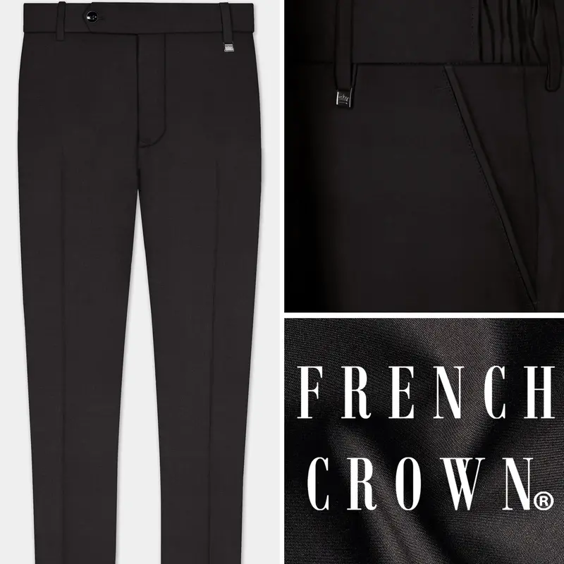 Zeus Brown Solid Wool Rich Stretchable Waistband Pant 1