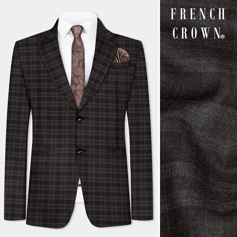Zeus Brown With Emperor Plaid Wool Blend Blazer 1