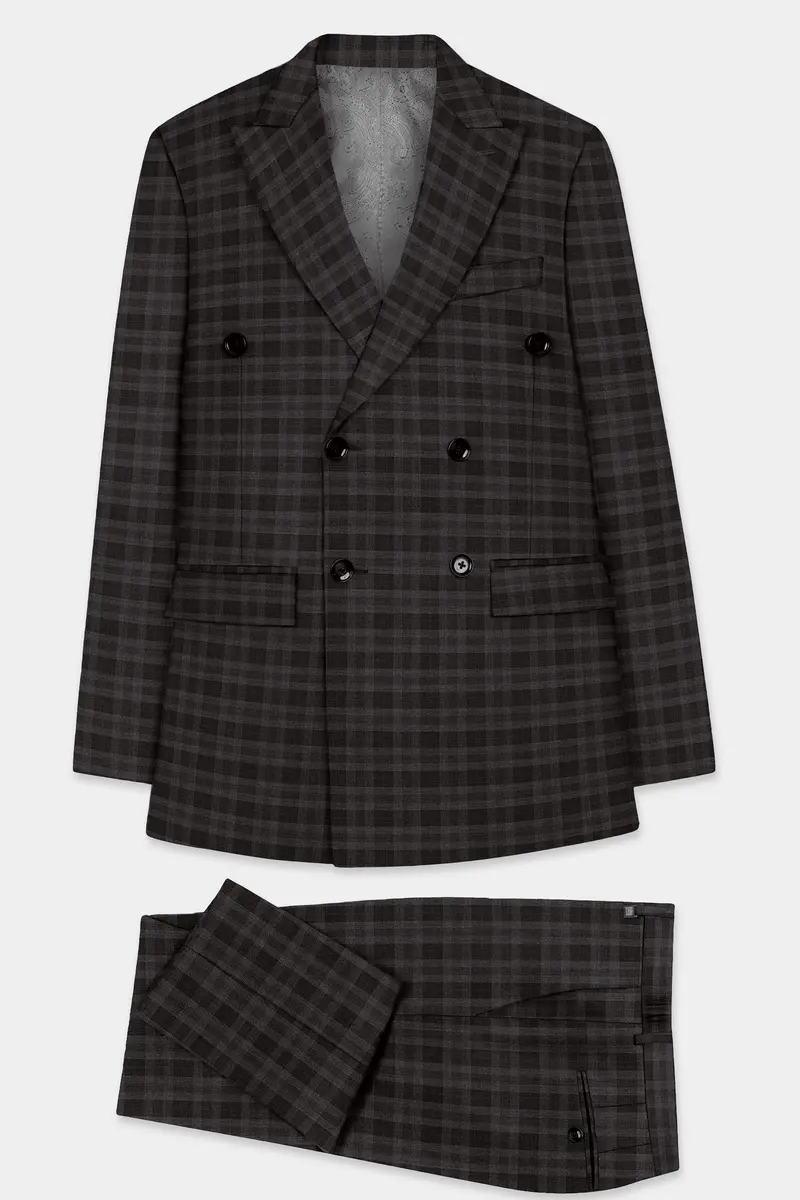 Zeus Brown With Emperor Plaid Wool Blend Double Breasted Suit 10