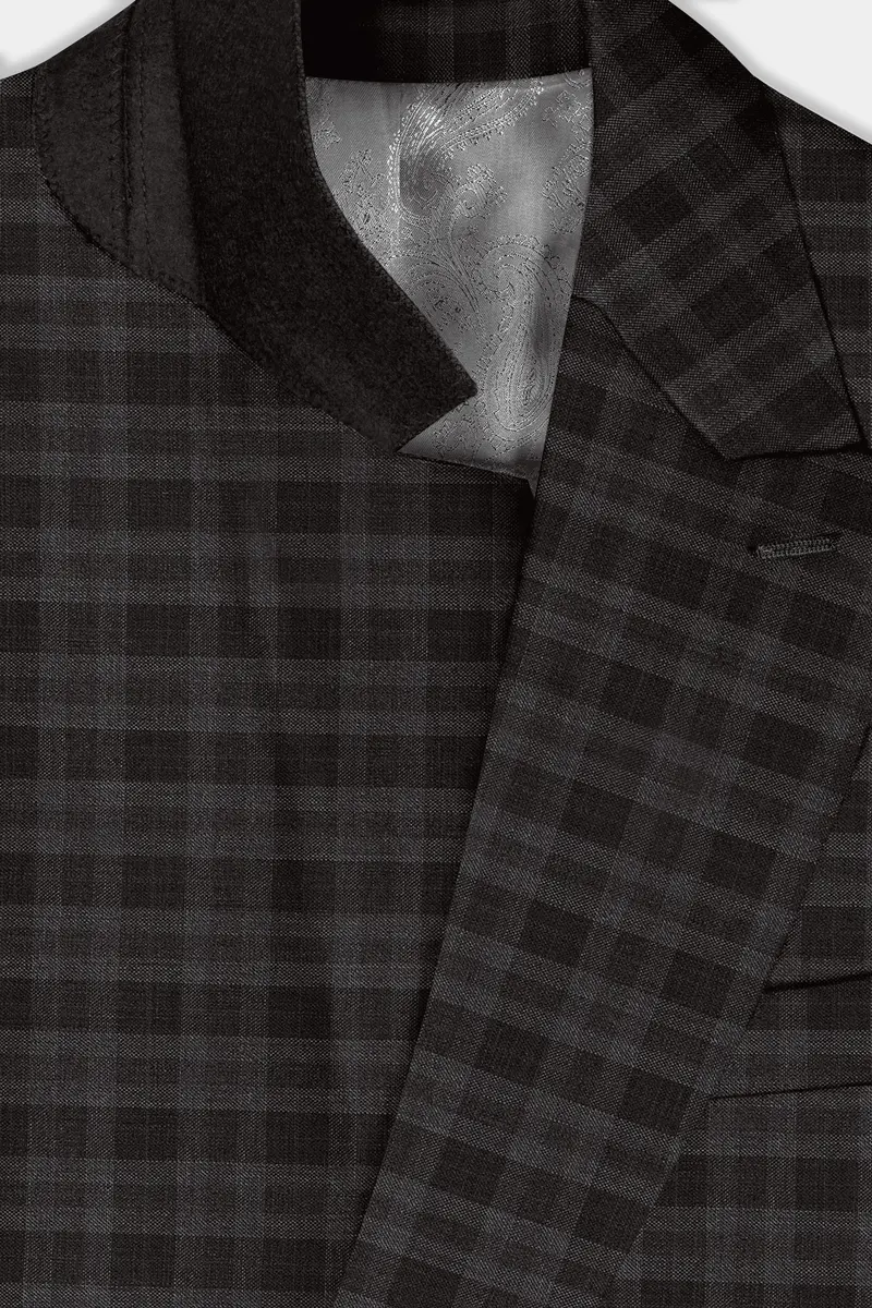 Zeus Brown With Emperor Plaid Wool Blend Double Breasted Suit 4