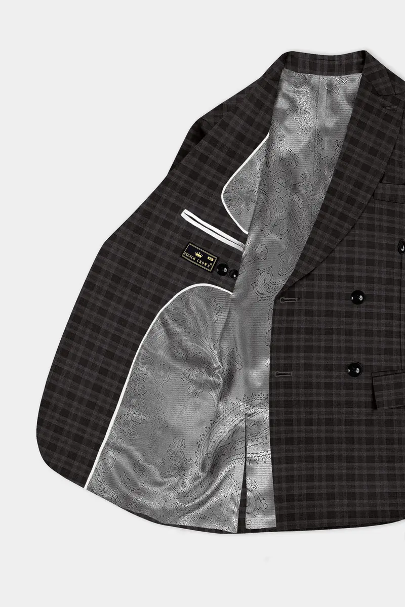 Zeus Brown With Emperor Plaid Wool Blend Double Breasted Suit 5